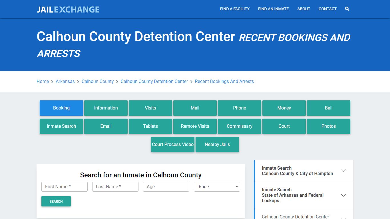 Calhoun County Detention Center Recent Bookings And Arrests - Jail Exchange